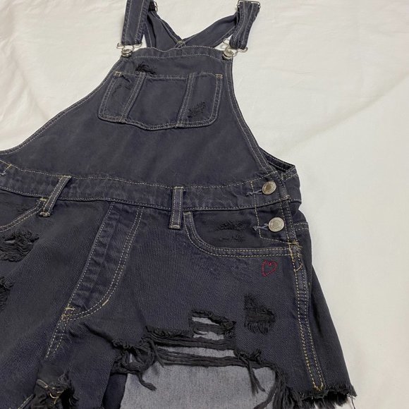 Hand Dyed Distressed Overall Shorts XS - Picture 4 of 4